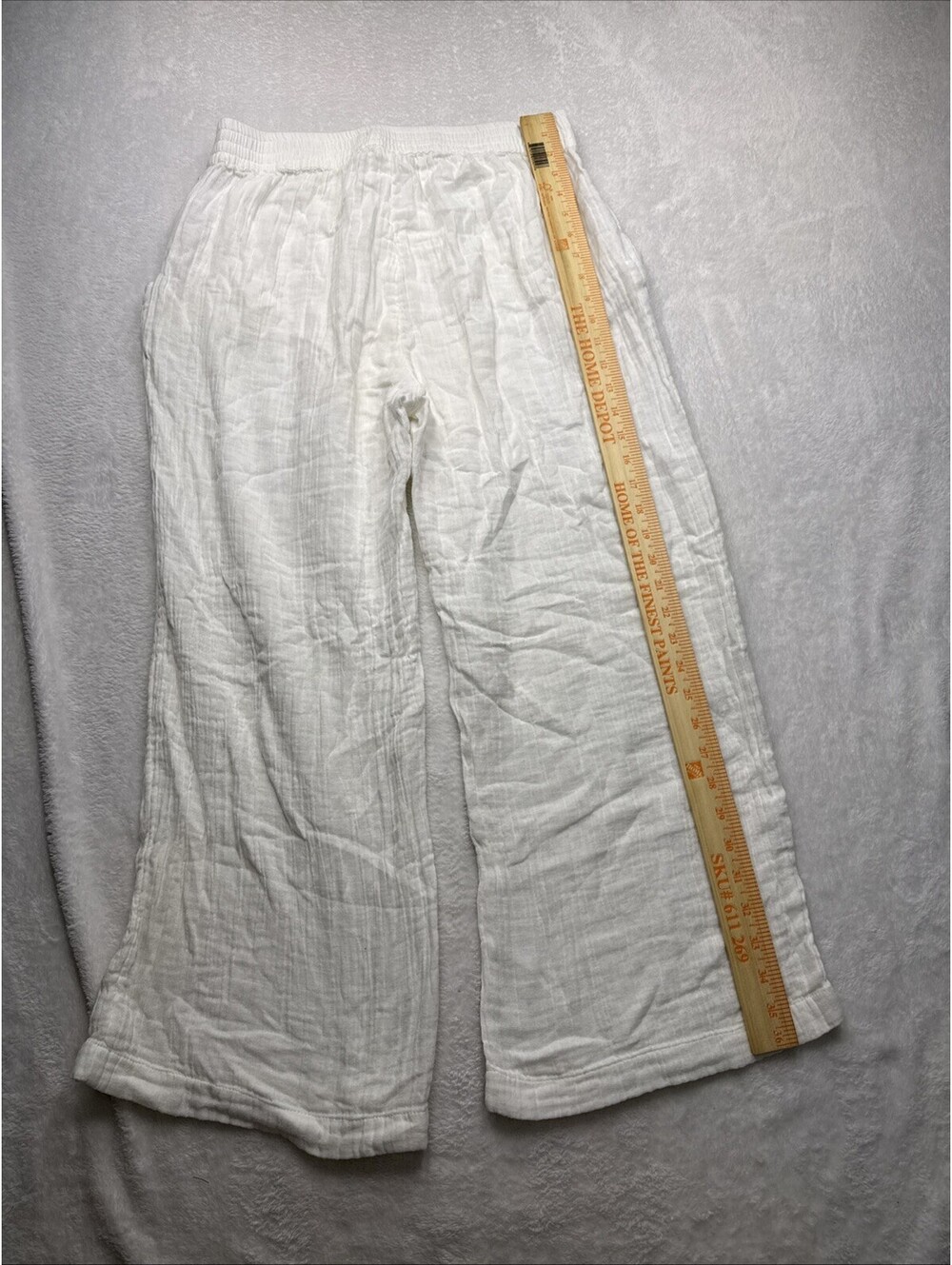 Rip Curl White cotton Wide Leg Pants with Textured Fabric L (2367) - Picture 5 of 8